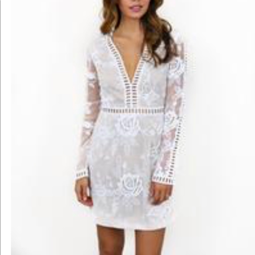 Vici Long Sleeve White Lace Dress NWT